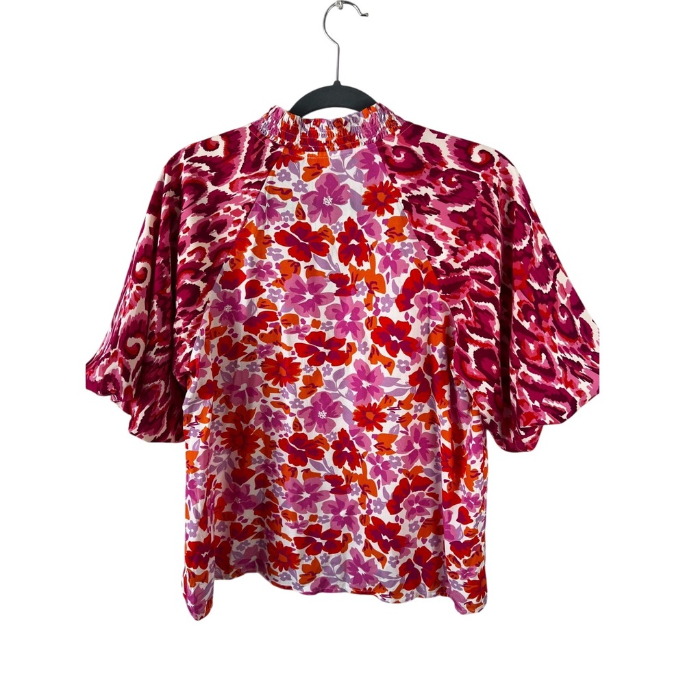 Anthropologie THML Bubble Hem Sleeve Top Size Medium Boho Floral Ikat - Picture 6 of 8